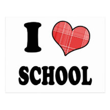 I Love (Plaid Heart) School Postcards