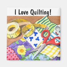 I Love Quilting Fridge Magnet