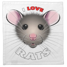 I love Rats napkin, cute brown rattie
