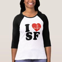 I love san francisco bridge heart tee shirts