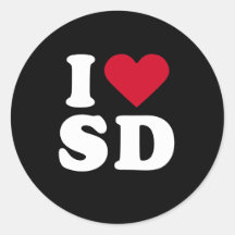 I LOVE SD ROUND STICKERS
