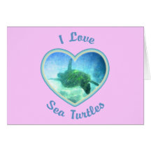 I Love Sea Turtles Cards
