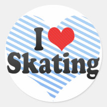 I Love Skating Round Sticker