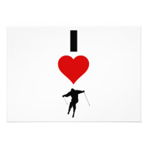 I Love Ski (Vertical) Personalized Invitation