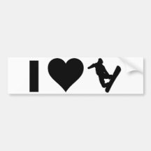 I Love Snowboarding Bumper Sticker