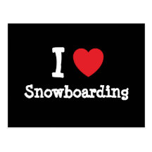 I love Snowboarding heart custom personalised Post Cards