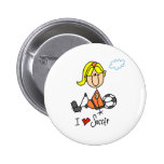 I Love Soccer Stick Figure Button