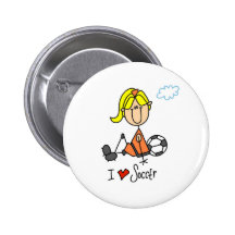 I Love Soccer Stick Figure Button