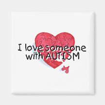 I Love Someone With Autism (Puzzle Heart) Fridge Magnets