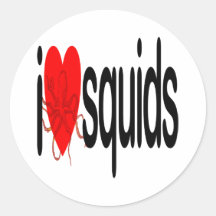 I Love Squids Round Stickers
