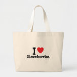 I love Strawberries heart T-Shirt Canvas Bags