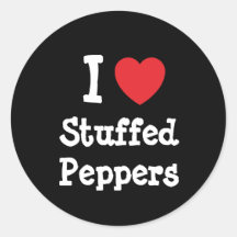 I love Stuffed Peppers heart T-Shirt Round Stickers