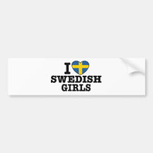 I Love Swedish Girls Bumper Stickers