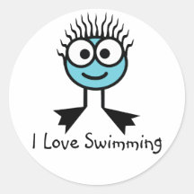 I Love Swimming Stickers
