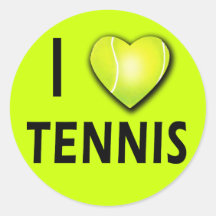 I Love Tennis with Tennis Ball Heart Stickers