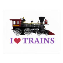 I Love Trains Post Card
