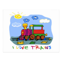 I Love Trains Postcard