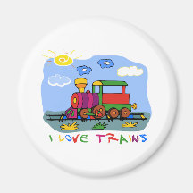 I Love Trains Refrigerator Magnet