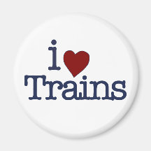 I Love Trains Refrigerator Magnet