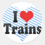 I Love Trains Round Stickers