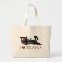 I Love Trains Tote Bags