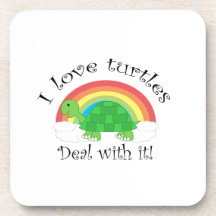 I love turtles deal withit drink coasters