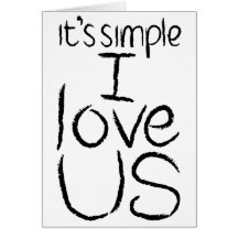 I Love Us black & white card