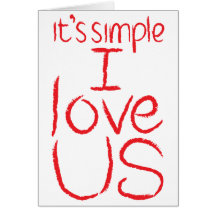 I Love Us red & white card