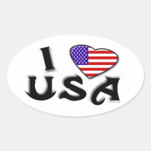 I Love USA Stickers