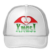 I love Xmas! 2 Xmas forming a heart Mesh Hat