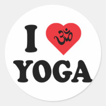 I Love Yoga Round Stickers