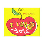 I love you apple with worm canvas gallery wrap canvas