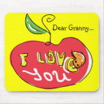 I love you apple with worm mousepad mousepads