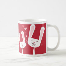 I Love You Bunnies and Hearts Valentine Mug