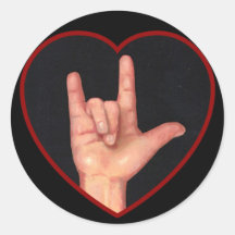 I LOVE YOU SIGN LANGUAGE ON BLACK STICKER