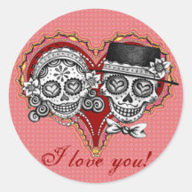 I LOVE YOU! Sugar Skull Stickers