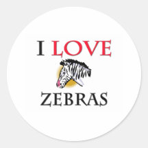 I Love Zebras Stickers