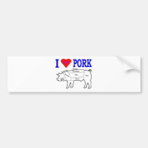 I LUV PORK BUMPER STICKERS