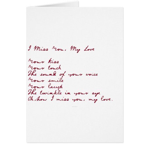 Miss You, My Love Poem Greeting Cards