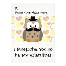 I Moustache You to be My Valentine Personalized Announcements