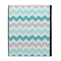 i Pad Teal Grey Chevrons Pattern iPad Cases