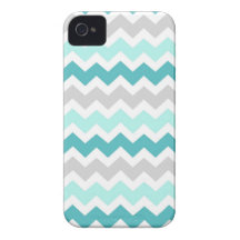 i Phone 4 Grey Teal Chevrons Pattern iPhone 4 Cases