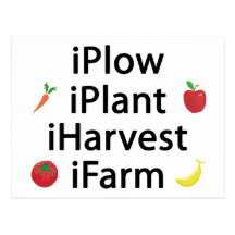 I Plough plant harvest farm with fruits Postcard