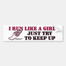 I run like a girl (red) bumper stickers