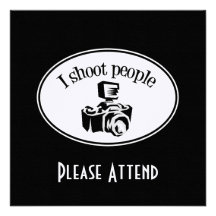 I Shoot People Retro Photographer's Camera B&W Personalised Invites