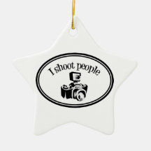 I Shoot People Retro Photographer's Camera B&W Christmas Ornaments