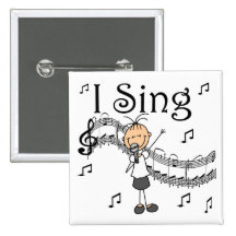 I Sing Musical Stick Figure T-shirts and Gifts Buttons