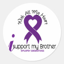 I Support My Brother Epilepsy Round Stickers