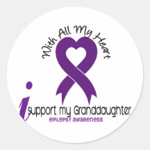 I Support My Granddaughter Epilepsy Round Stickers
