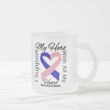 I Support My Hero - Male Breast Cancer Awareness Coffee Mugs
